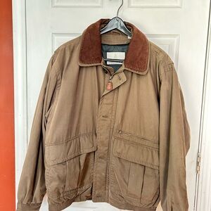 London Fog Brown Field Jacket with Rust Corduroy Collar